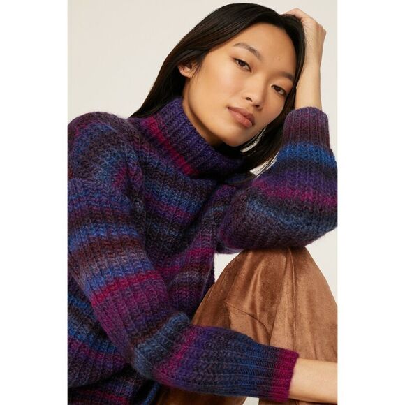 Hatch Purple Striped Maternity Sweater Oversized - Wool Blend - Picture 4 of 13